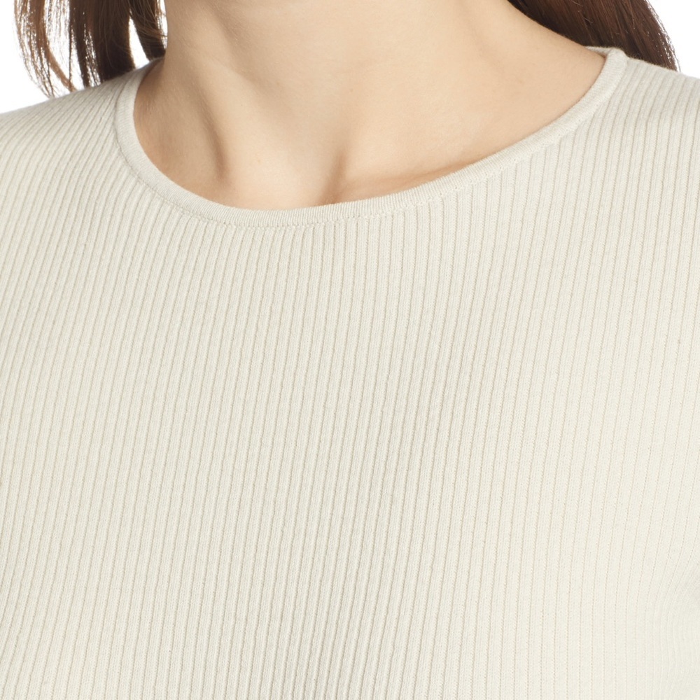 Something Navy Rib Knit Sweater Ivory White Large - Picture 4 of 8